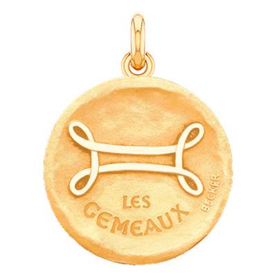 Médaille Zodiaque Signe des Gémeaux Or Jaune 750, Diamètre 15 mm à 22 mm - Becker