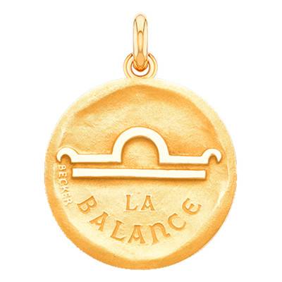 Médaille Zodiaque Signe de la Balance Or Jaune 750, 15 mm à 22 mm - Becker