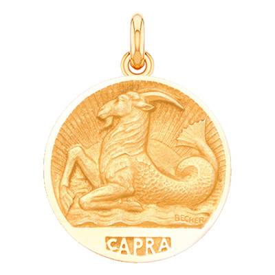 18K Yellow Gold Capricorn Zodiac Sign Medal, 15 mm to 35 mm - Becker
