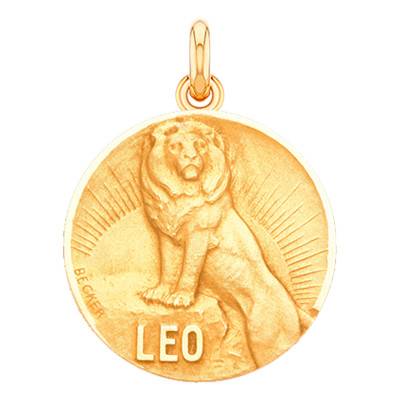 Médaille Zodiaque Signe du Lion en Or Jaune 750, Diamètre 15 mm à 22 mm - Becker