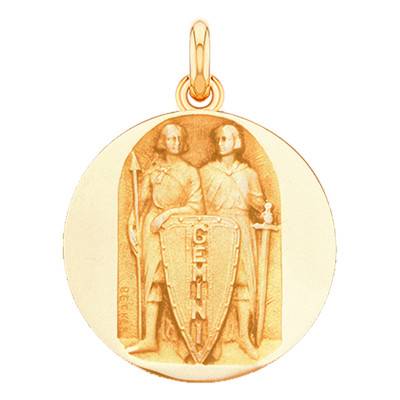 Médaille Zodiaque Signe des Gémeaux Or Jaune 750, 15 mm à 22 mm - Becker