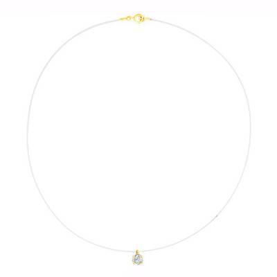 Collier Fil de Nylon & Diamant en Or Jaune 750, Longueur 42 cm - Diamond Lady