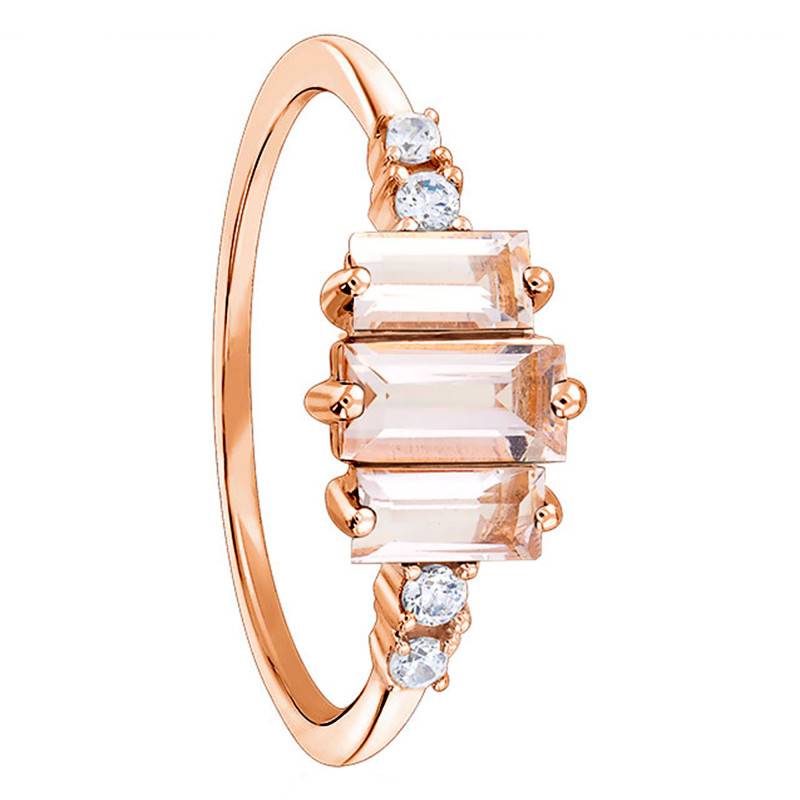 Baguette Morganite & Diamond Engagement Ring in 375 or 750 Rose Gold - Aurora