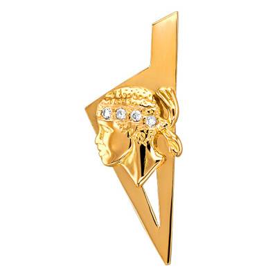 Pendentif Corse & Maure en Or Jaune 750 & Diamants - Lucas Lucor