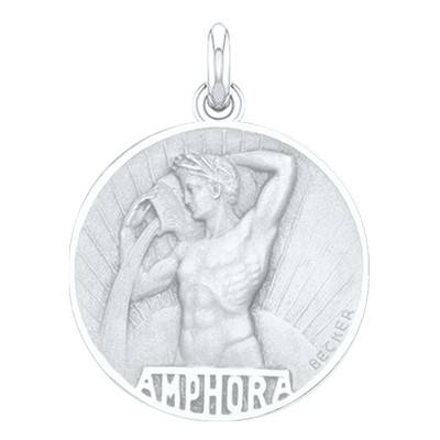 Médaille Zodiaque Signe du Verseau Argent, Diamètre 19 mm - Becker