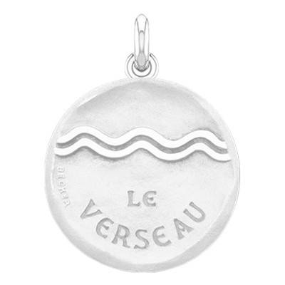 Médaille Zodiaque Signe du Verseau en Argent, Diamètre 19 mm - Becker