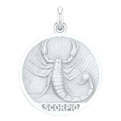 Médaille argent Signe du Zodiaque Scorpion, Diamètre 19 mm - Becker