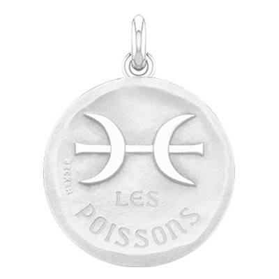 Médaille argent Signe du Poisson, Diamètre 19 mm - Becker