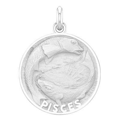 Médaille argent Zodiaque Signe du Poissons, Diamètre 19 mm - Becker