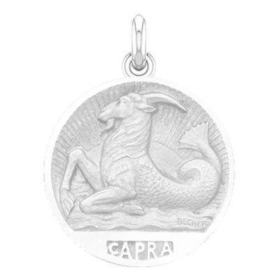Médaille Zodiaque Signe du Capricorne en Argent, Diamètre 19 mm - Becker
