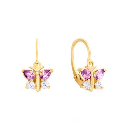 375/1000 Yellow Gold Butterfly Earrings - Bambins