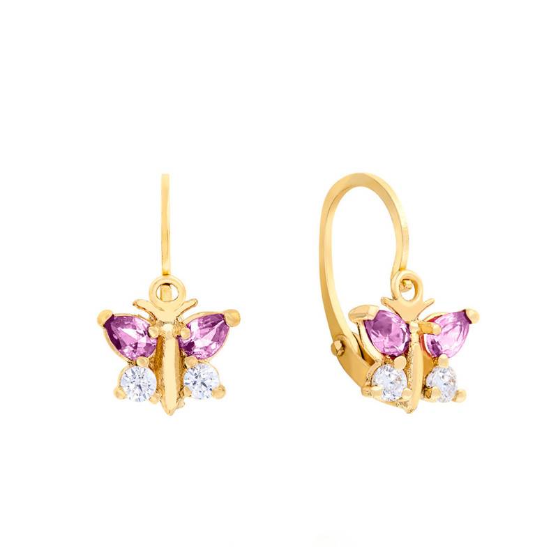 375/1000 Yellow Gold Butterfly Earrings - Bambins
