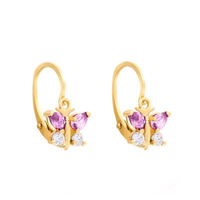 375/1000 Yellow Gold Butterfly Earrings - Bambins