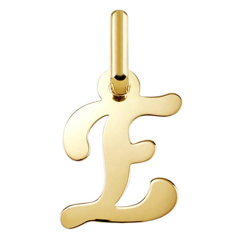 750 Yellow Gold Letter E Pendant - Argyor