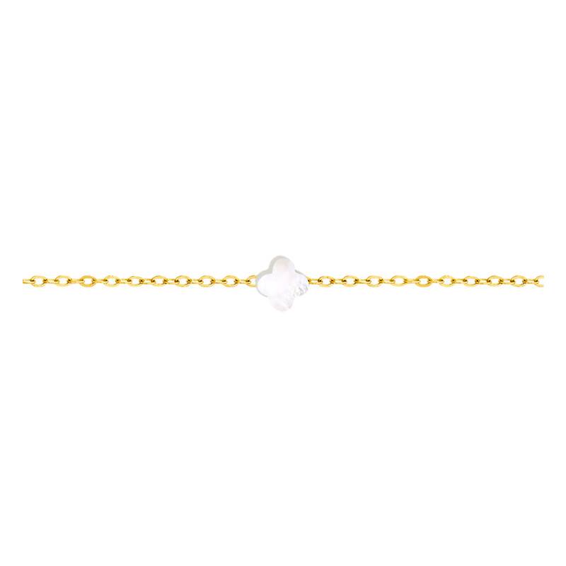 18K 750/1000 Yellow Gold Clover Bracelet 17 cm - Lucas Lucor
