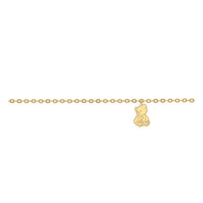 750 18K Yellow Gold Teddy Bear Charm Bracelet, Length 12 cm to 14 cm - Lucas Lucor