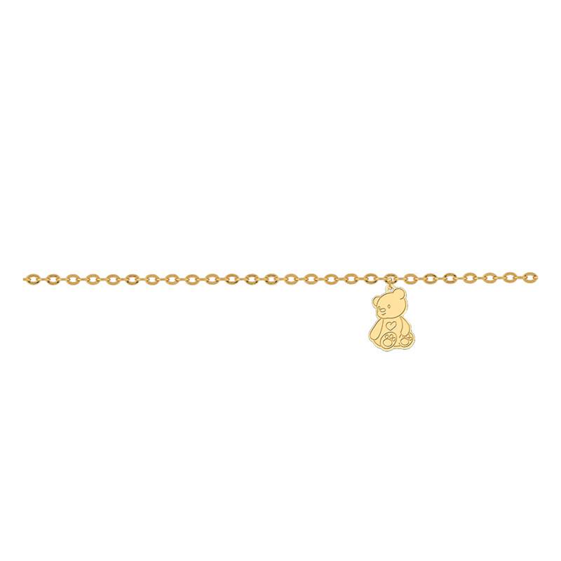 750 18K Yellow Gold Teddy Bear Charm Bracelet, Length 12 cm to 14 cm - Lucas Lucor