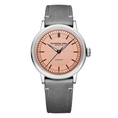 Millesime Central Seconds 39 mm Watch - Salmon Dial - Raymond Weil
