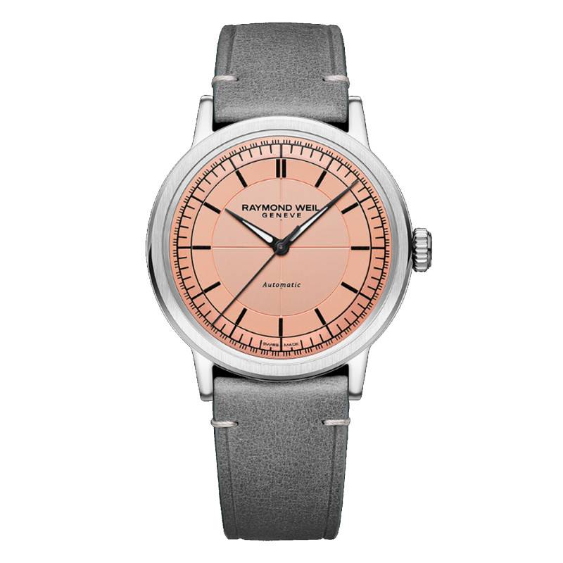 Millesime Central Seconds 39 mm Watch - Salmon Dial - Raymond Weil