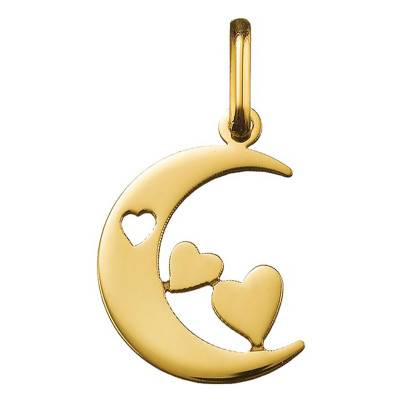 Moon and Hearts Pendant in 750 Yellow Gold - Argyor