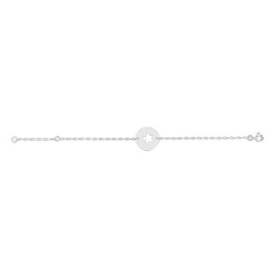750 White Gold Star Bracelet, Length 12 cm to 14 cm - Lucas Lucor
