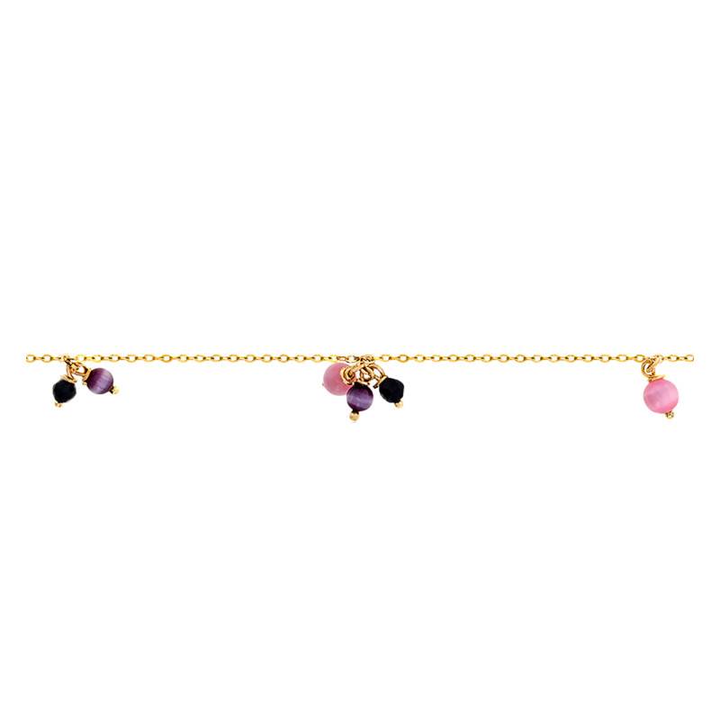 750/1000 Yellow Gold & Multicolor Stone Six Bracelet, 17 cm Length - Lucas Lucor