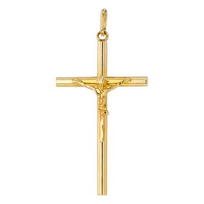 Christ en Croix Fil Rond 31 x 18 mm en Or Jaune 750 - Vandona