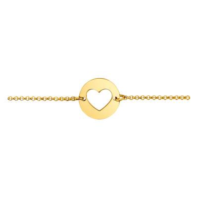 750 Yellow Gold Heart Medal Bracelet, Length 17 cm - Lucas Lucor