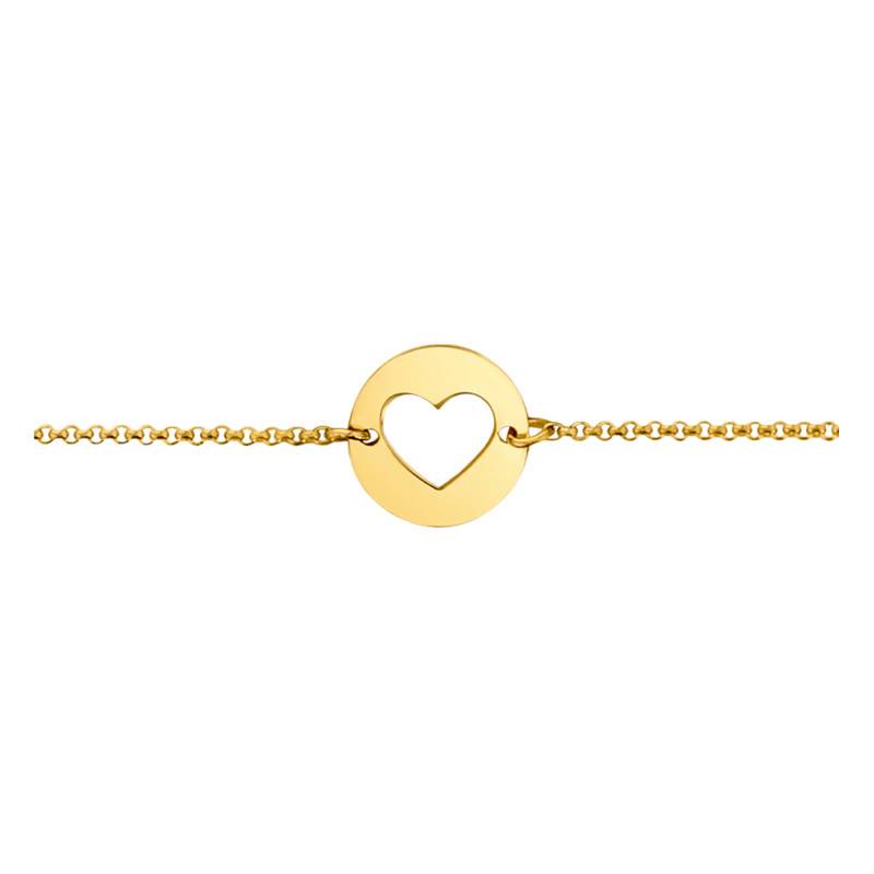 750 Yellow Gold Heart Medal Bracelet, Length 17 cm - Lucas Lucor