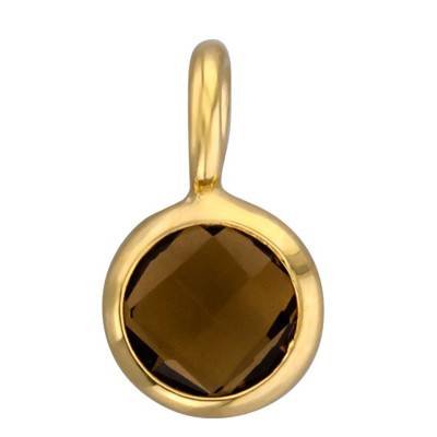 Pendentif Coussin Rond Or Jaune 375 et Quartz Cognac - Vandona