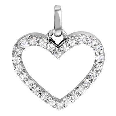 Pendentif Coeur Diamants & Or Blanc 750 - Juweel