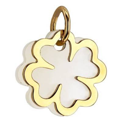 Pendentif Trèfle Blanc Nacrés Or Jaune 750 - Les Valentines