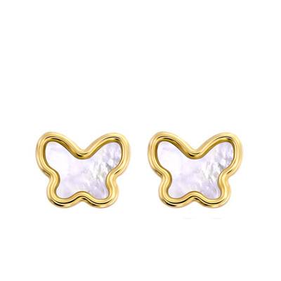 Yellow Gold & Mother-of-Pearl Butterfly Stud Earrings - Bambins