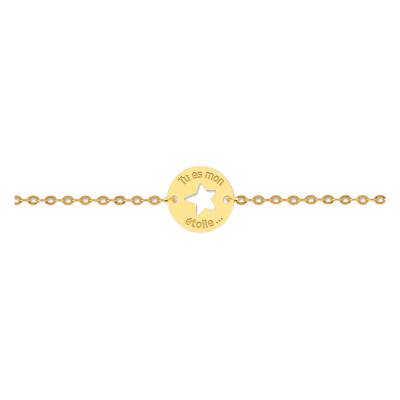 750/1000 Yellow Gold "Tu Es Mon Etoile" Bracelet, Length 12 to 14 cm - Lucas Lucor