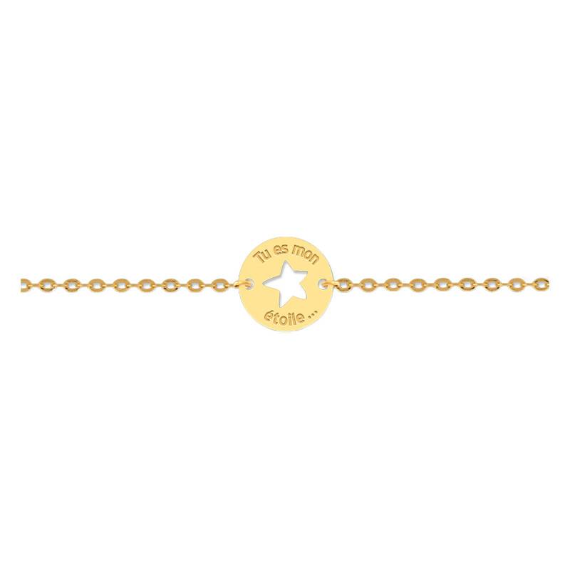 750/1000 Yellow Gold "Tu Es Mon Etoile" Bracelet, Length 12 to 14 cm - Lucas Lucor
