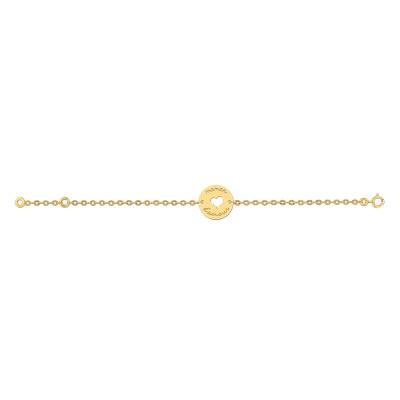 750/1000 Yellow Gold "Maman d'Amour" Bracelet, Length 16 to 18 cm - Lucas Lucor