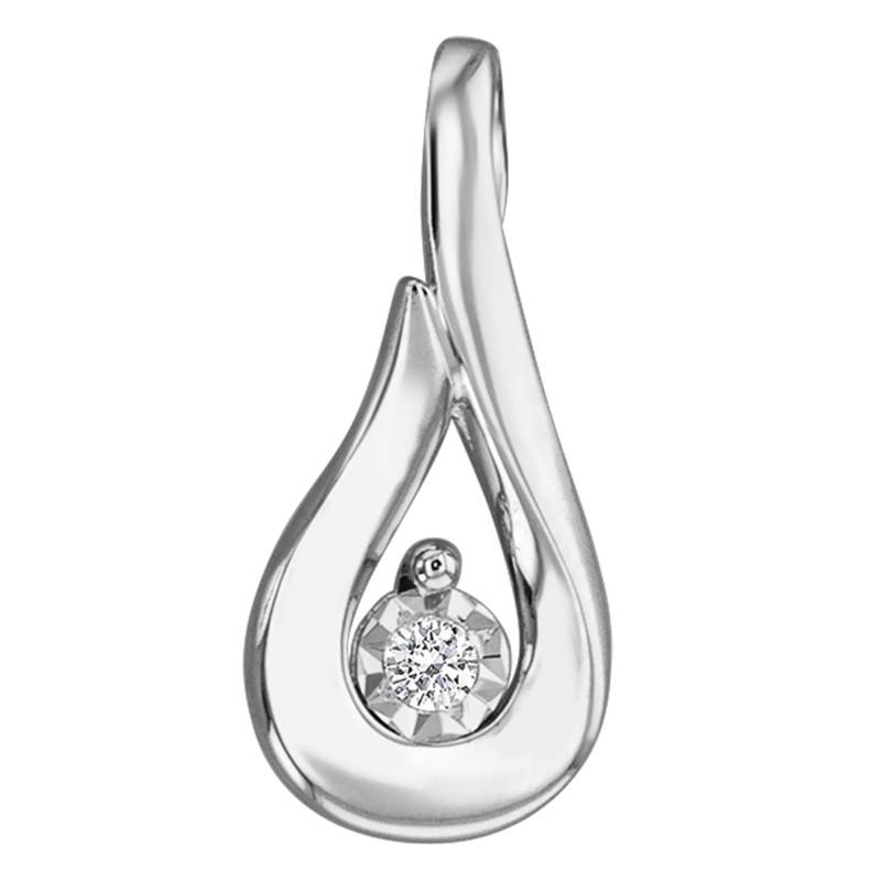 750/1000 White Gold Diamond Drop Pendant - Joelli