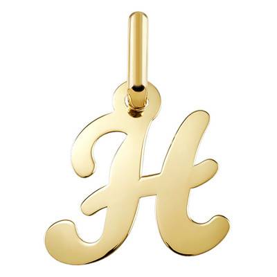 750 Yellow Gold Letter H Pendant - Argyor