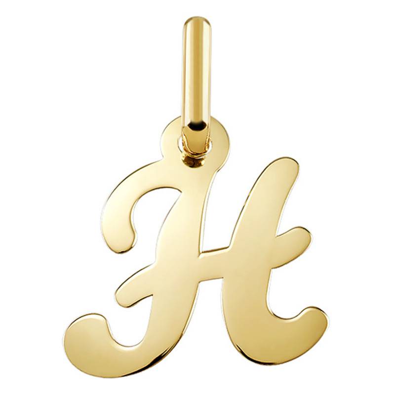 750 Yellow Gold Letter H Pendant - Argyor