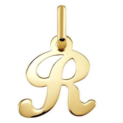 Pendentif Lettre R en Or Jaune 750 - Argyor