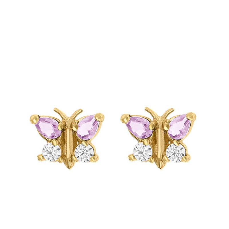 375/1000 Yellow Gold & Cubic Zirconia Butterfly Stud Earrings - Bambins