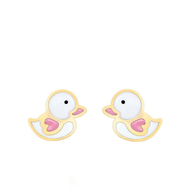 Yellow Gold & Enamel Duck Stud Earrings - Bambins