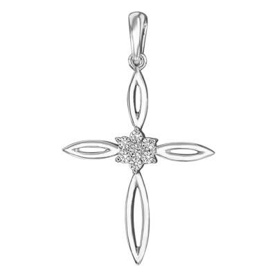 Pendentif Croix Fleur & Diamants - Juweel