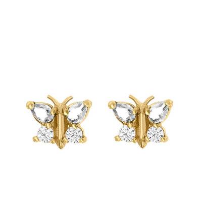 375/1000 Yellow Gold & Cubic Zirconia Butterfly Earrings - Bambins