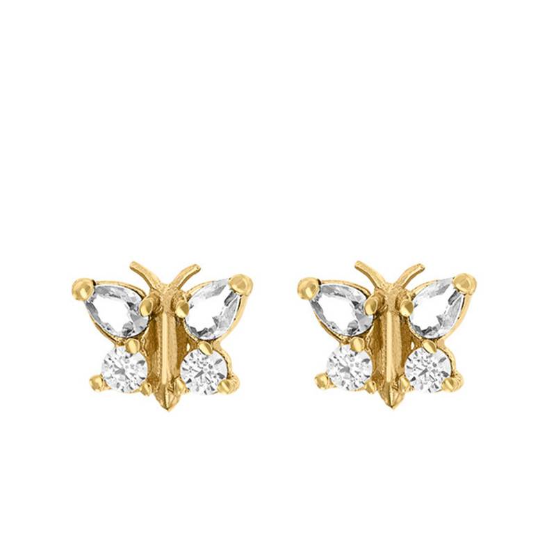 375/1000 Yellow Gold & Cubic Zirconia Butterfly Earrings - Bambins