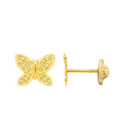 Boucles d'oreilles papillon ajouré or jaune - Bambins