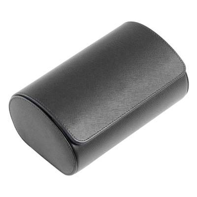 Black Leather 2-Watch Roll - Bouveret