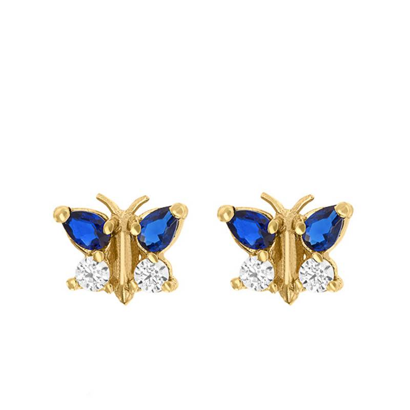Blue Butterfly Yellow Gold & Enamel Stud Earrings - Bambins