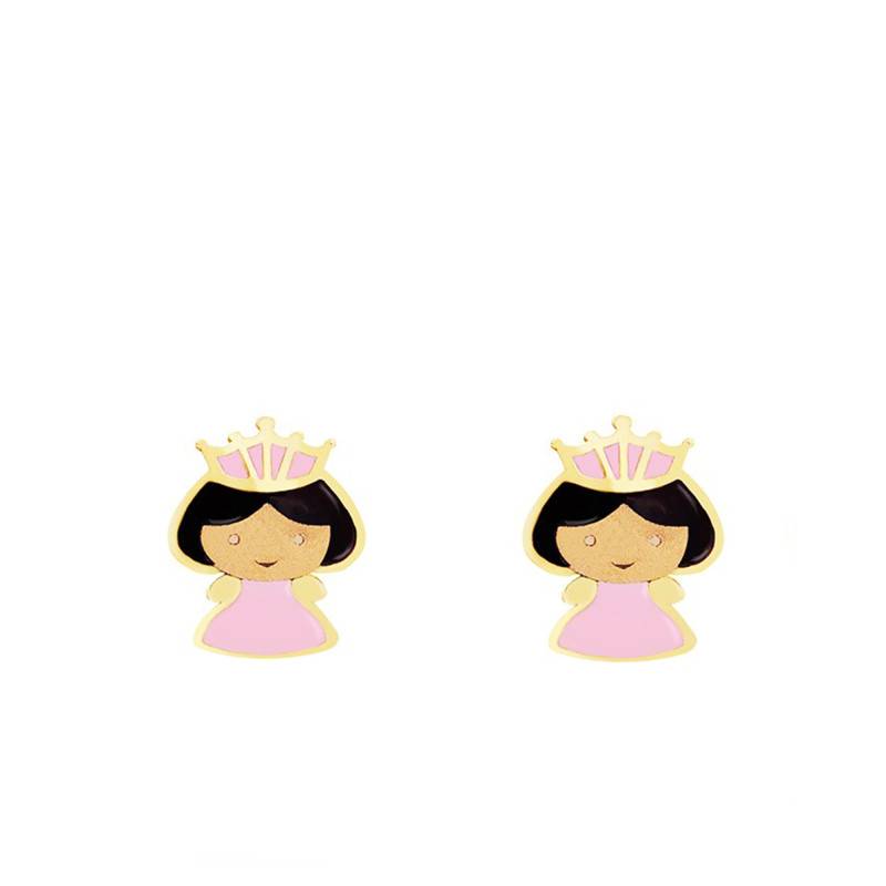 Princess Stud Earrings in Yellow Gold & Enamel - Bambins