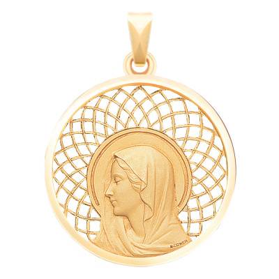Médaille Vierge Regina En Or Jaune 750, Diamètre 22 ou 27 mm - Becker